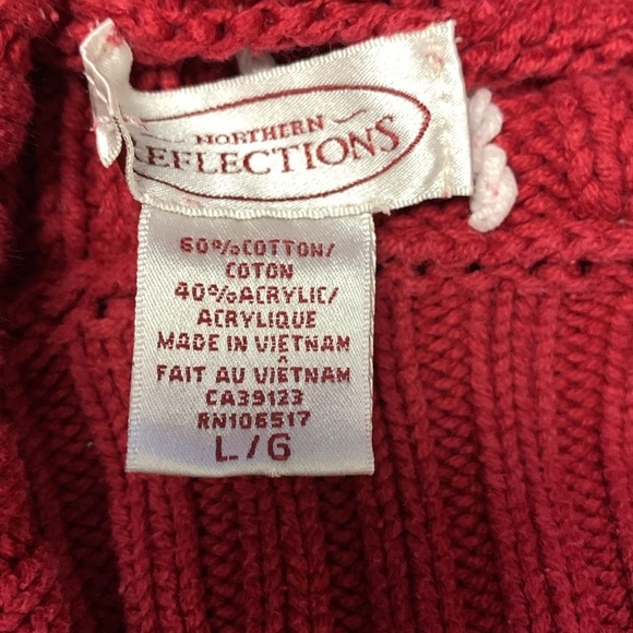 Northern Reflections 60% Cotton 40% Acrylic Turtleneck Sweater Red w Hearts - Picture 5 of 8